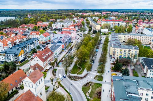 Centrum miasta Giżycka z góry